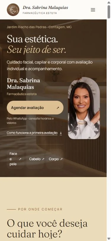 Experiência de Dra. Sabrina Malaquias em celular